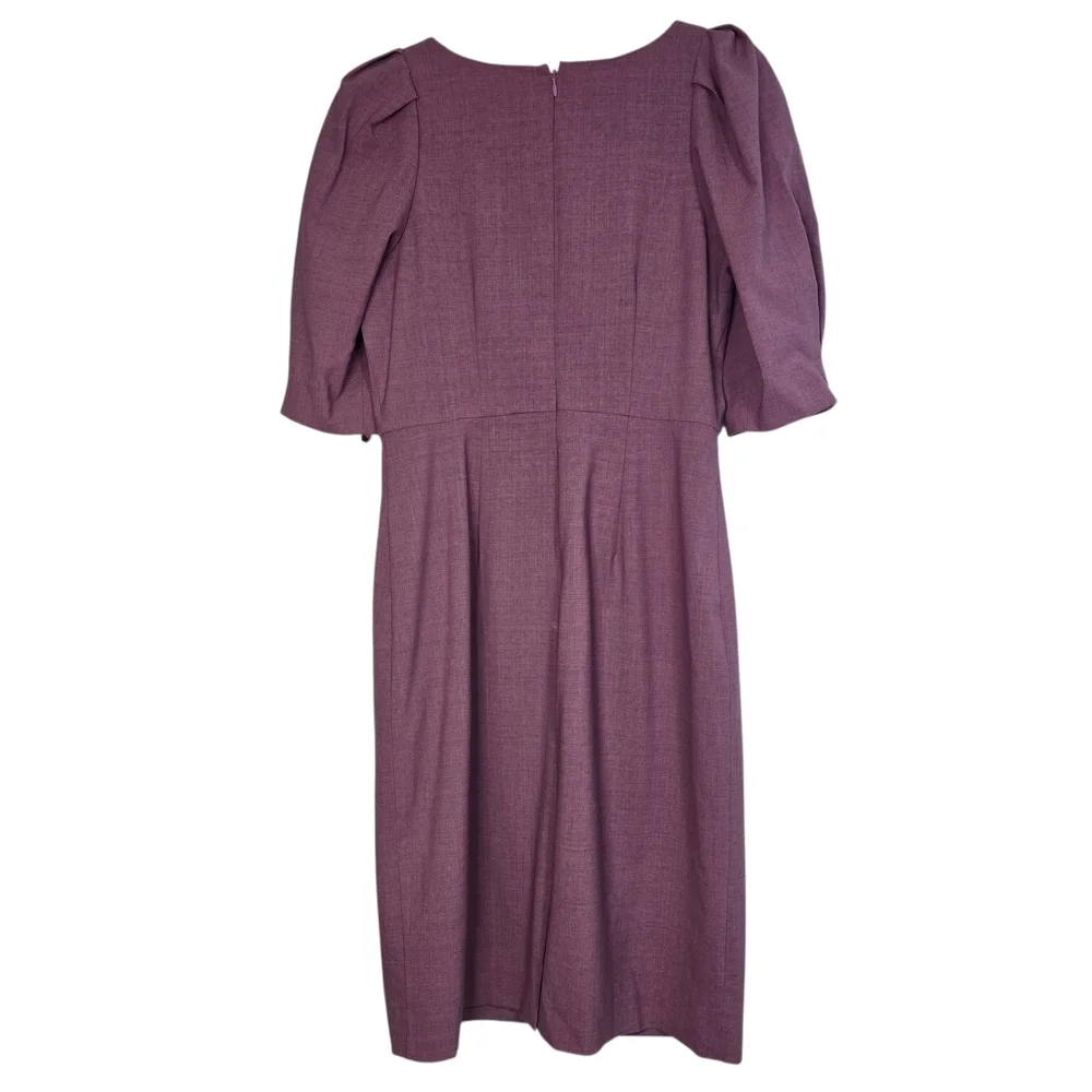 J. Crew Puff Sleeve Italian Wool Sheath Dress in Pink Office Ageless Classic